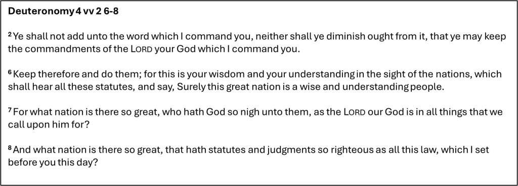 6a. Deuteronomy 4 vv 6-8
