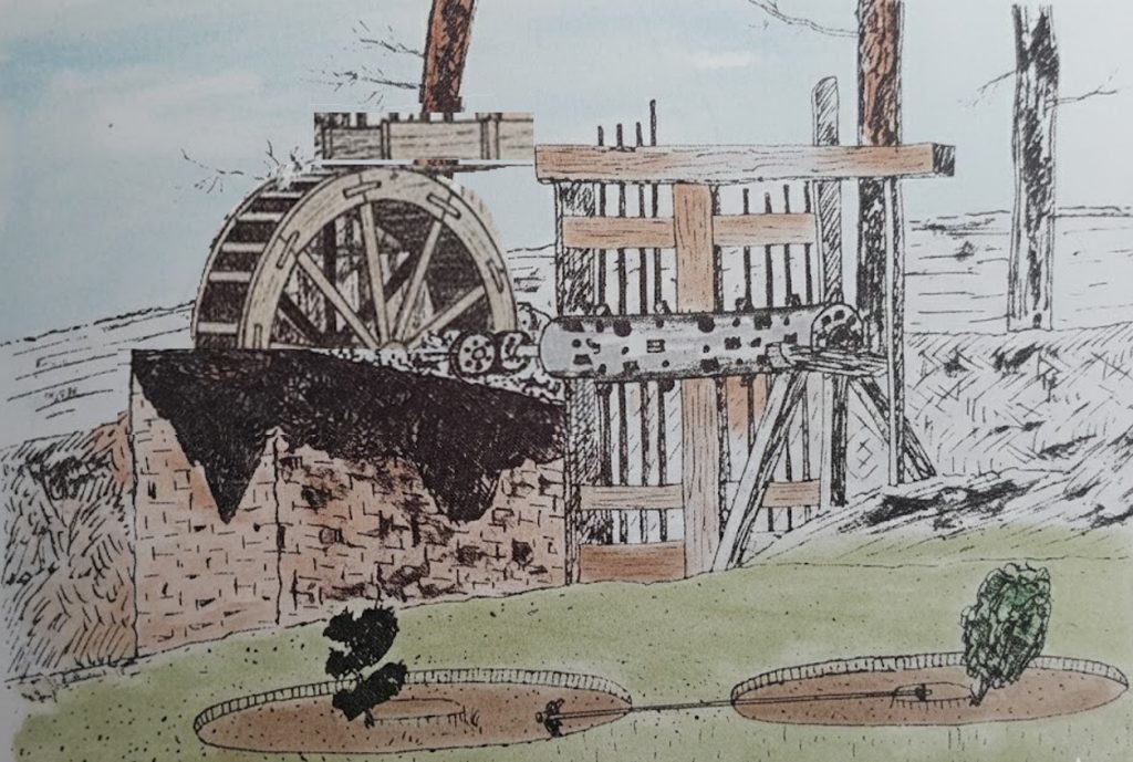 3b. AI Picture of wheeelhouse, waterwheel and stamps