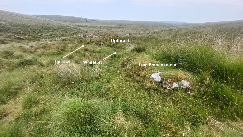 12b. Mill from on top of Leat Embankment - annotated