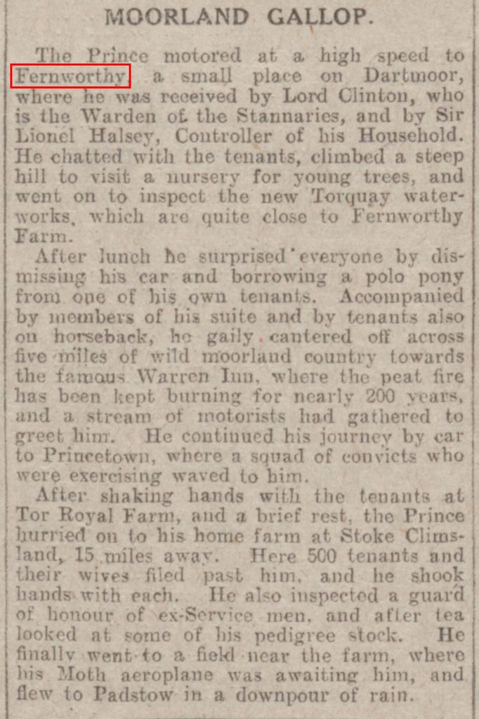 11. Prince of Wales at Fernworthy - Edinburgh_Evening_News_29_May_1930